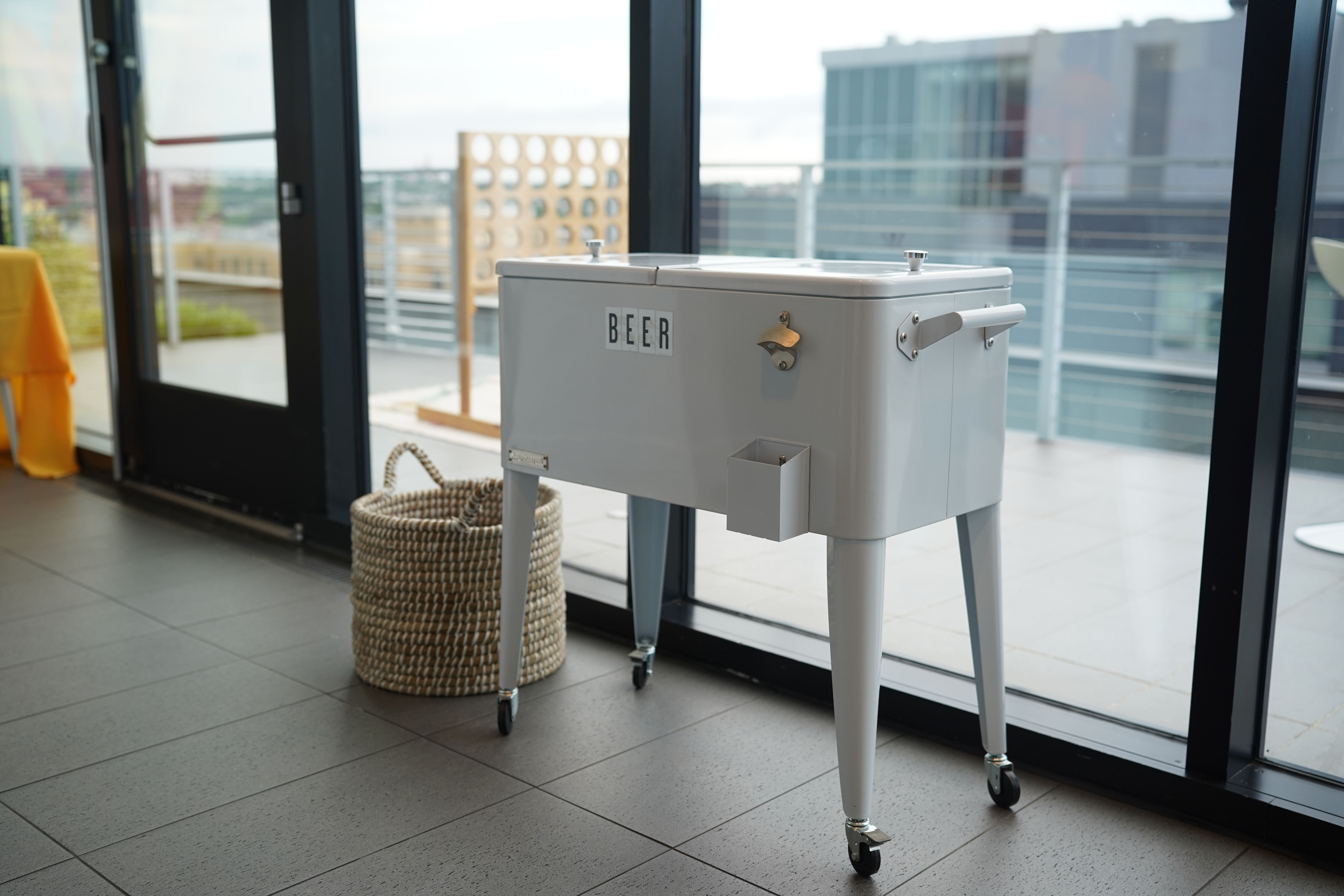 Retro beer cooler on the rooftop