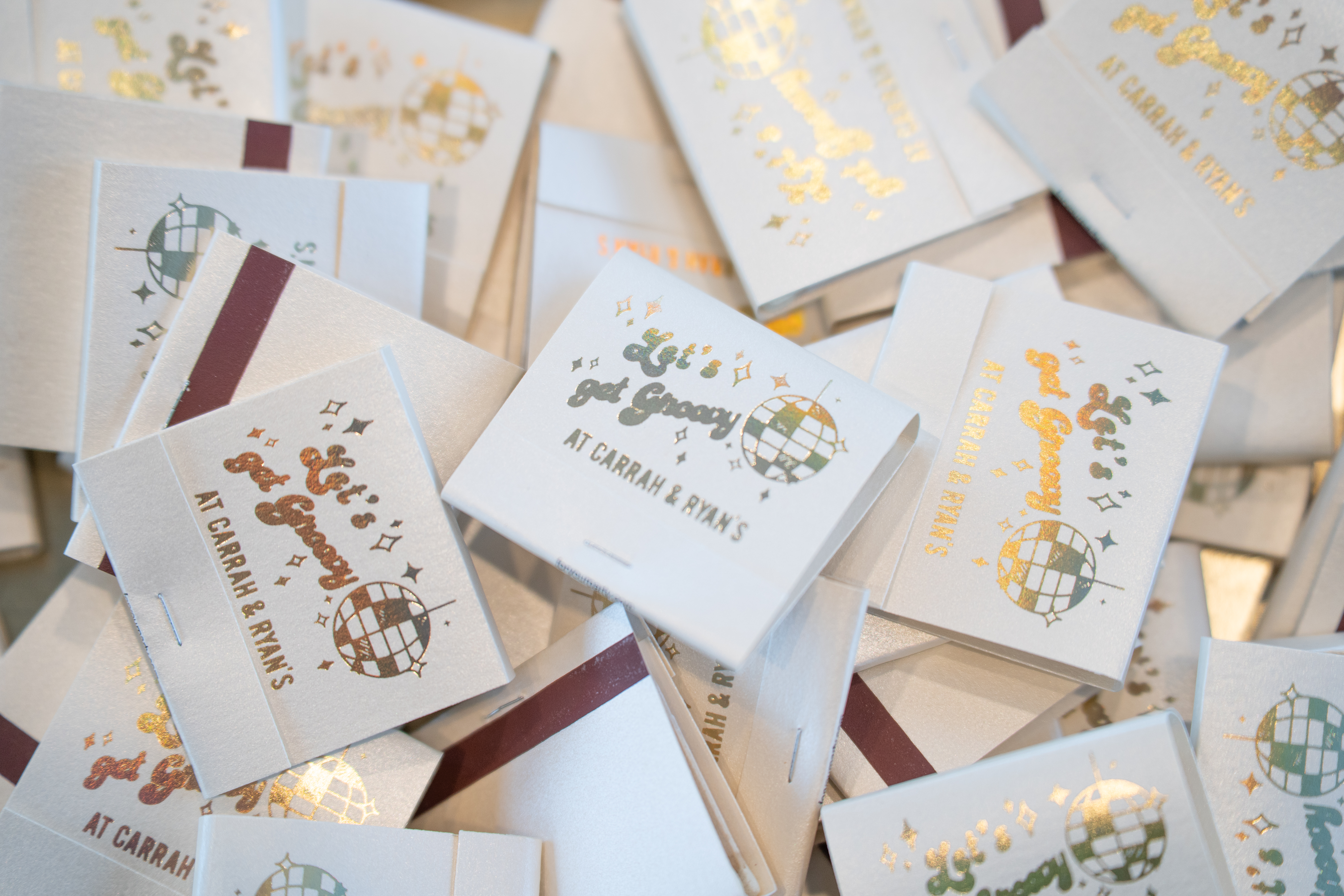 Custom matchbooks with disco ball design