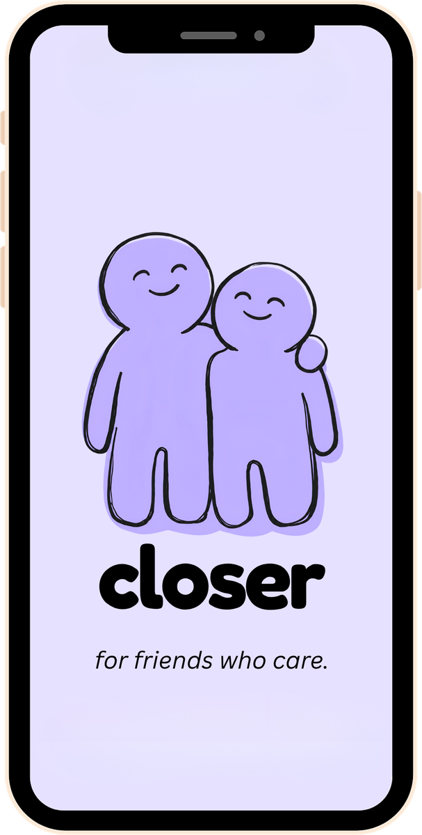 Phone showing the Closer app welcome screen