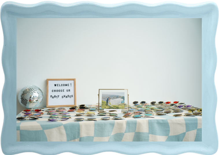 Rooftop party sunglasses table