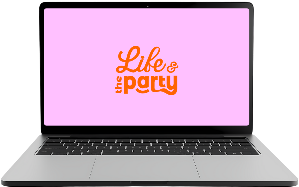 Laptop showing Life of the Party podcast